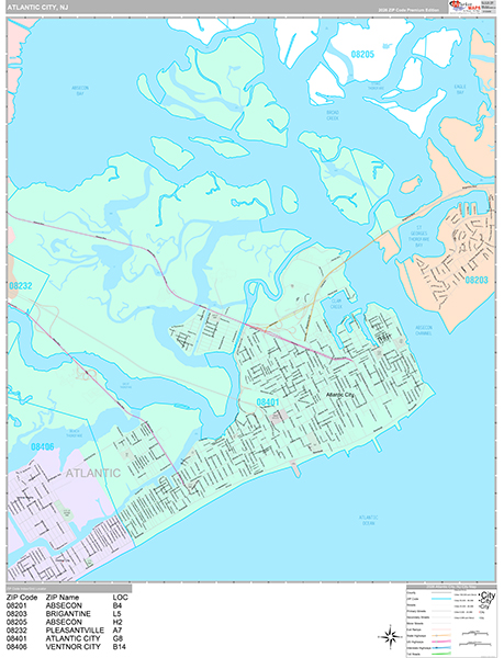 Atlantic City, NJ Zip Code Map
